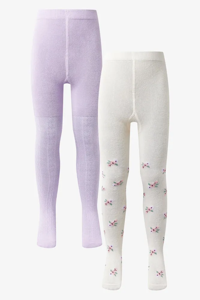 2 Pack Tights Cream & Lilac