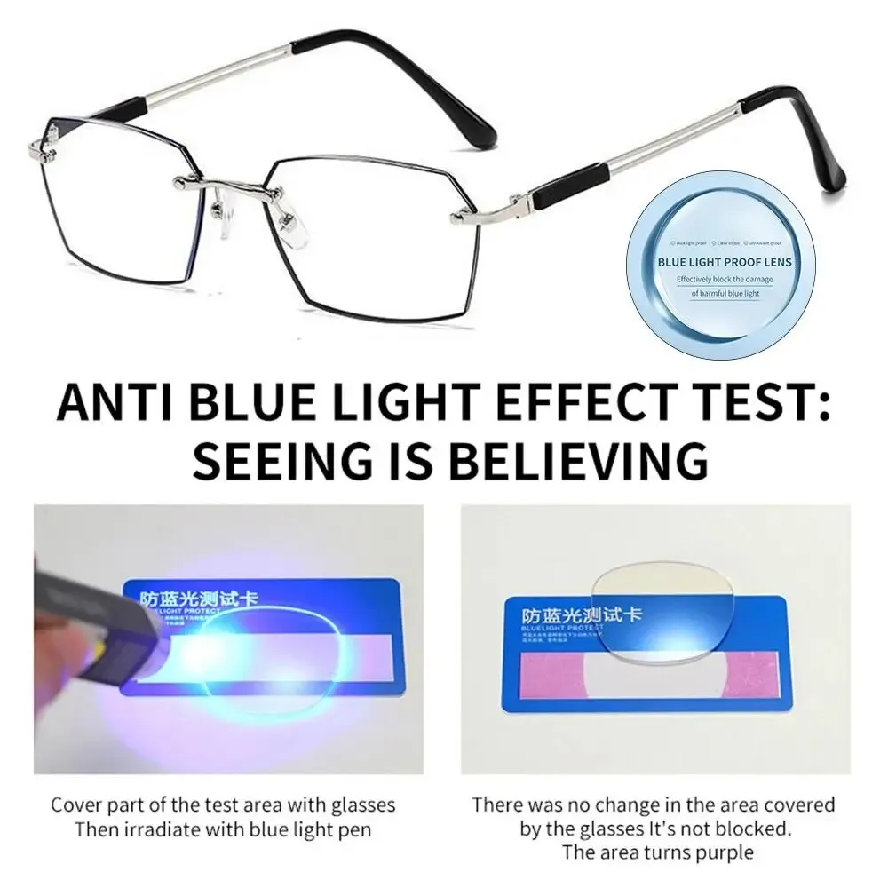 Anti-Blue Light Reading Glasses Metal High Definition Frame Eye Protection Ultra Light Office Eyeglasses Eyewear For Men Women