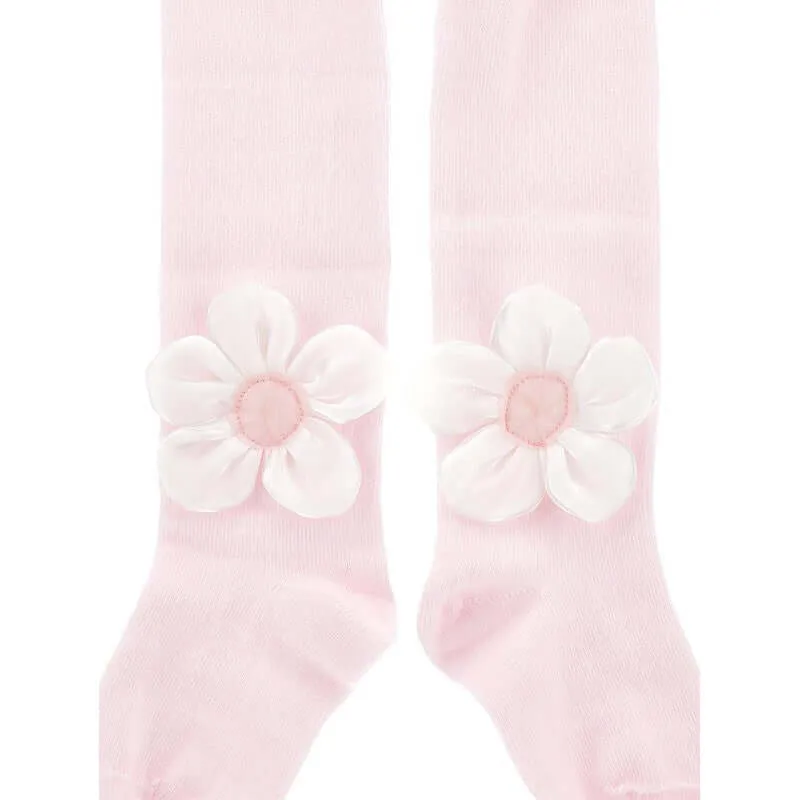 Baby Girls Pink Flower Tights