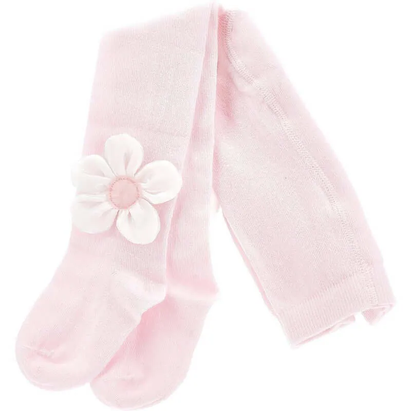 Baby Girls Pink Flower Tights