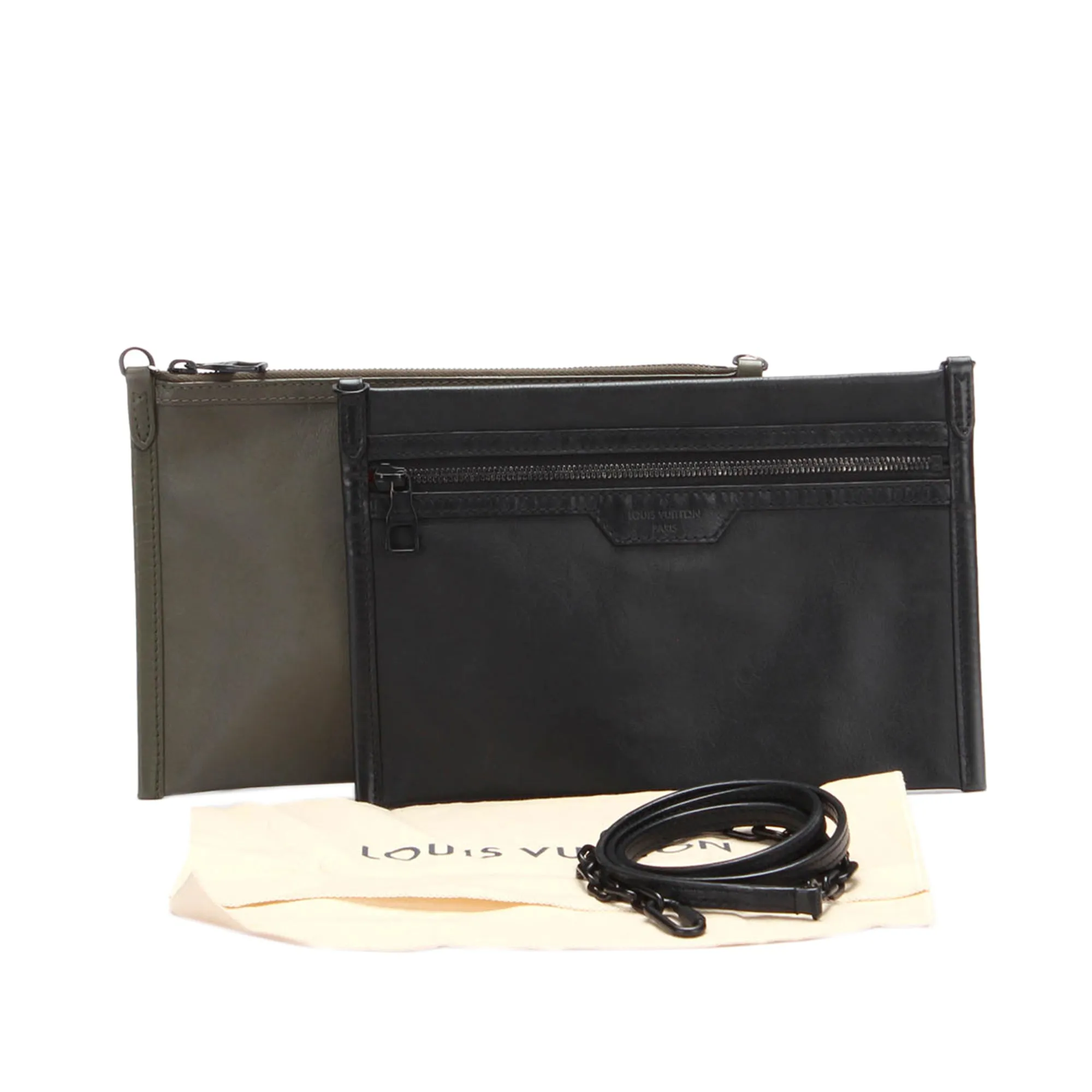 Black Louis Vuitton Monogram Shadow Double Flat Messenger