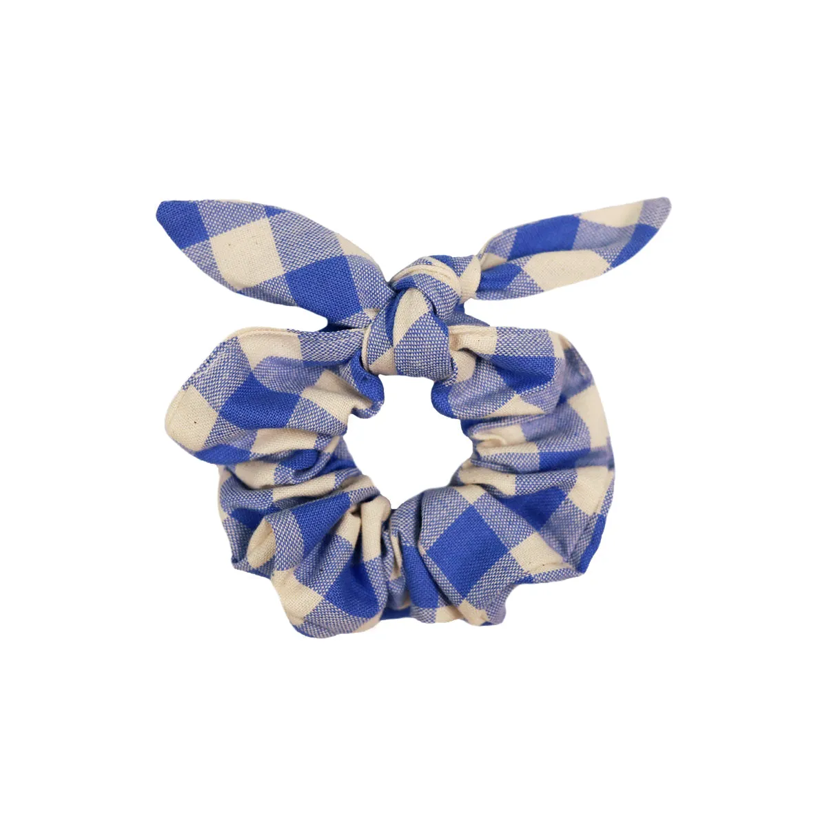 Blue Gingham Hair Scrunchie