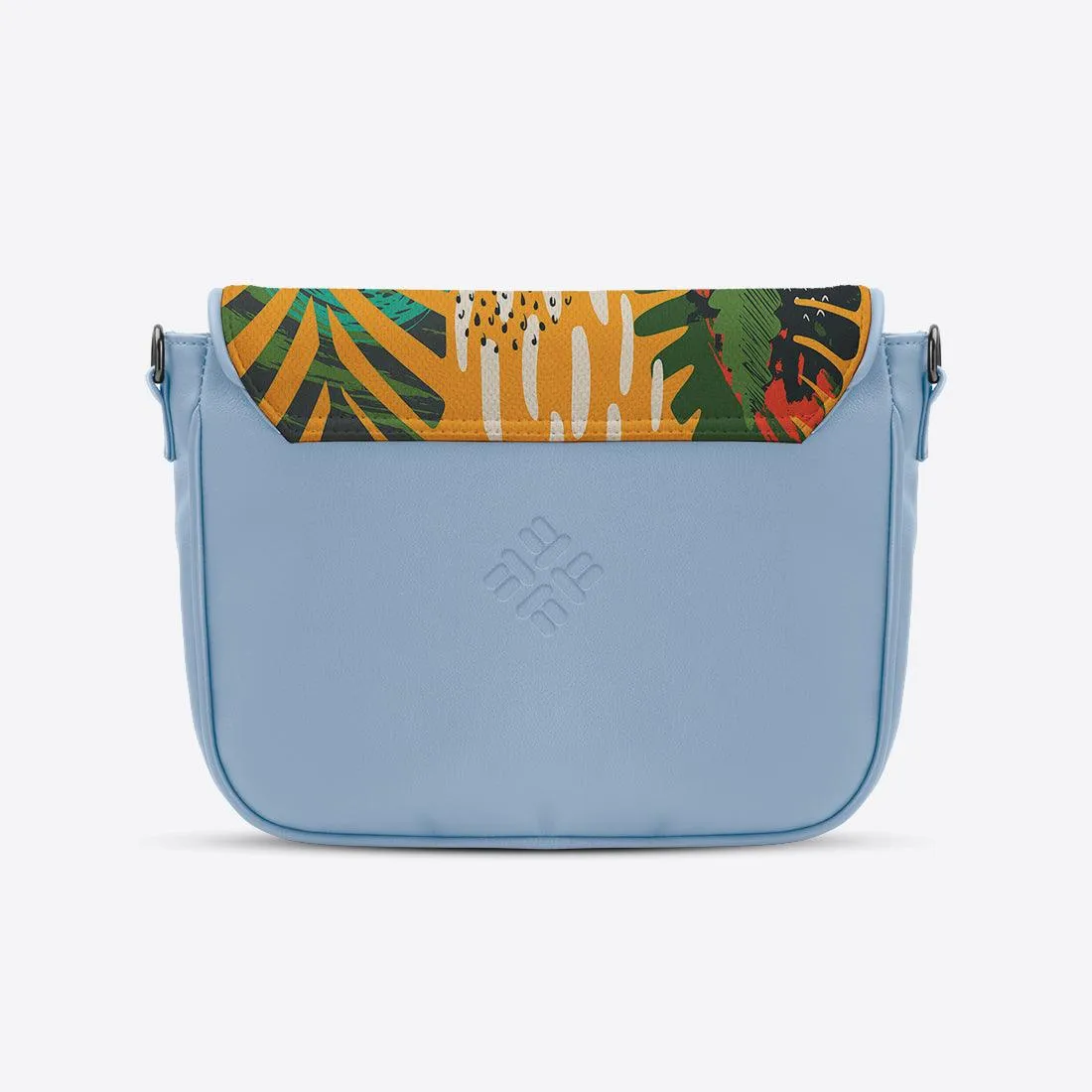 Blue Messenger Crossbody Yellow Leafs