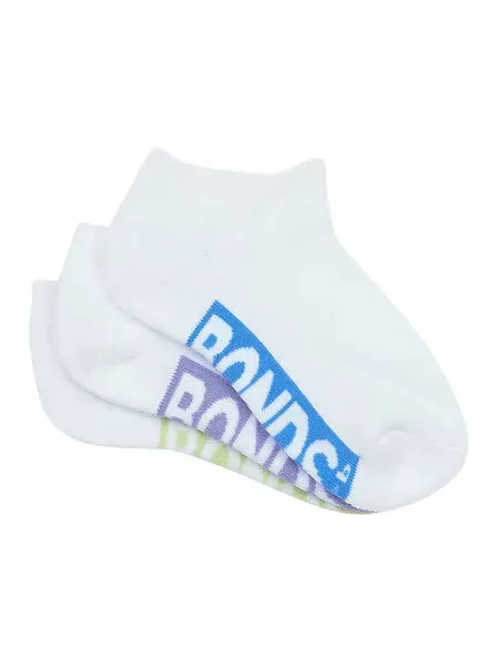 Bonds Kids Cushioned Low Cut Socks 3 Pack - Blue/Lilac/Lime