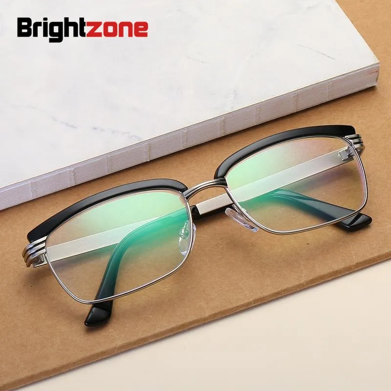 Brightzone Men's Full Rim Square Alloy Presbyopic Reading Glasses 61000