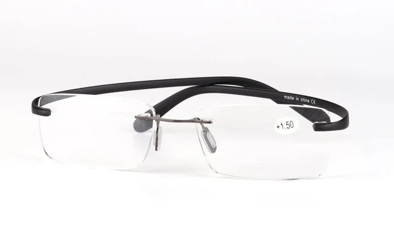 Brightzone Men's Square Alloy Reading Glasses Rimless