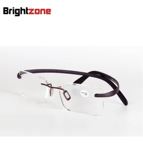 Brightzone Men's Square Alloy Reading Glasses Rimless