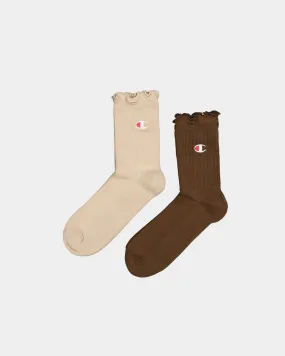 Champion Women's LFS Frill Crew Cut Socks 2 Pack Dance Monkey