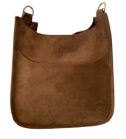 Chocolate Suede Classic Messenger - Gold Hardware - No Strap