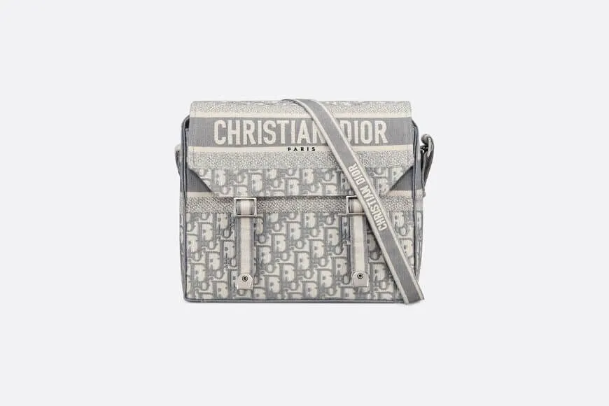 Christian Diorcamp Bag Gray Christian Dior Oblique Embroidery