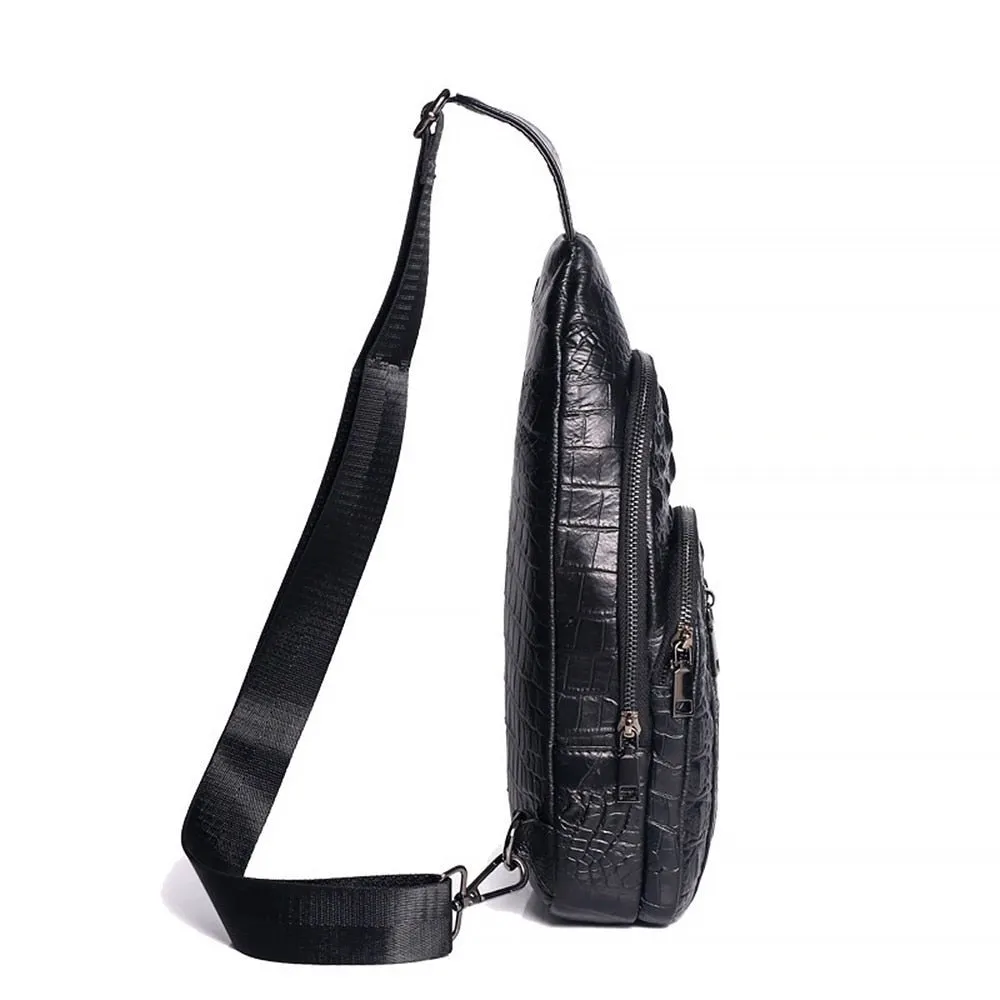 CrocoLuxe Leather Crossbody Messenger Bag