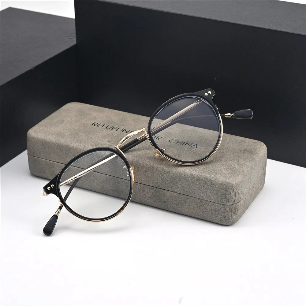 Cubojue Unisex Full Rim Oval Acetate Titanium Myopic Reading Glasses 22480m