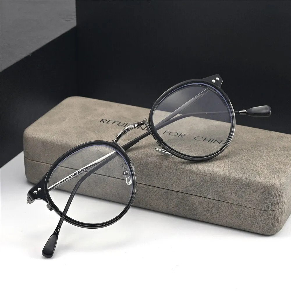 Cubojue Unisex Full Rim Oval Acetate Titanium Myopic Reading Glasses 22480m