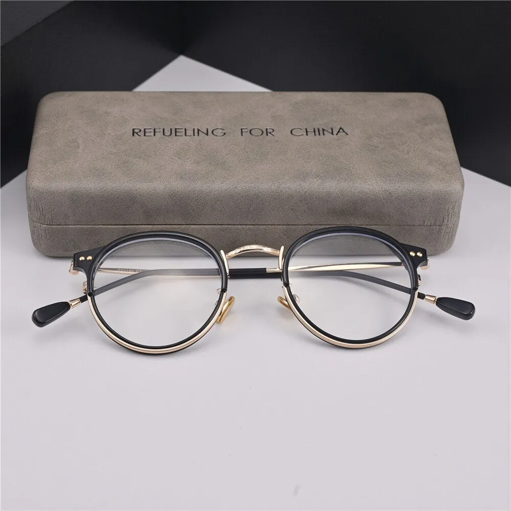 Cubojue Unisex Full Rim Oval Acetate Titanium Myopic Reading Glasses 22480m