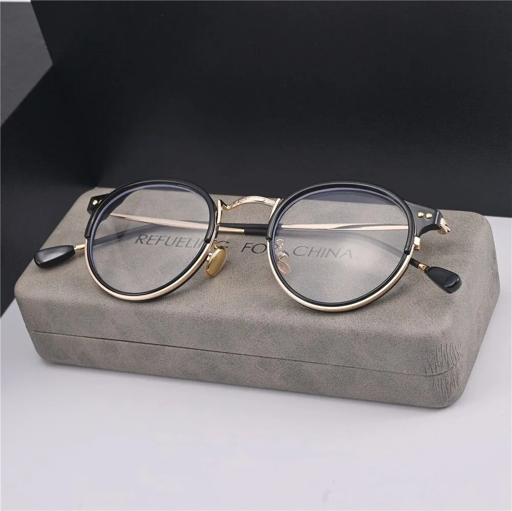 Cubojue Unisex Full Rim Oval Acetate Titanium Myopic Reading Glasses 22480m