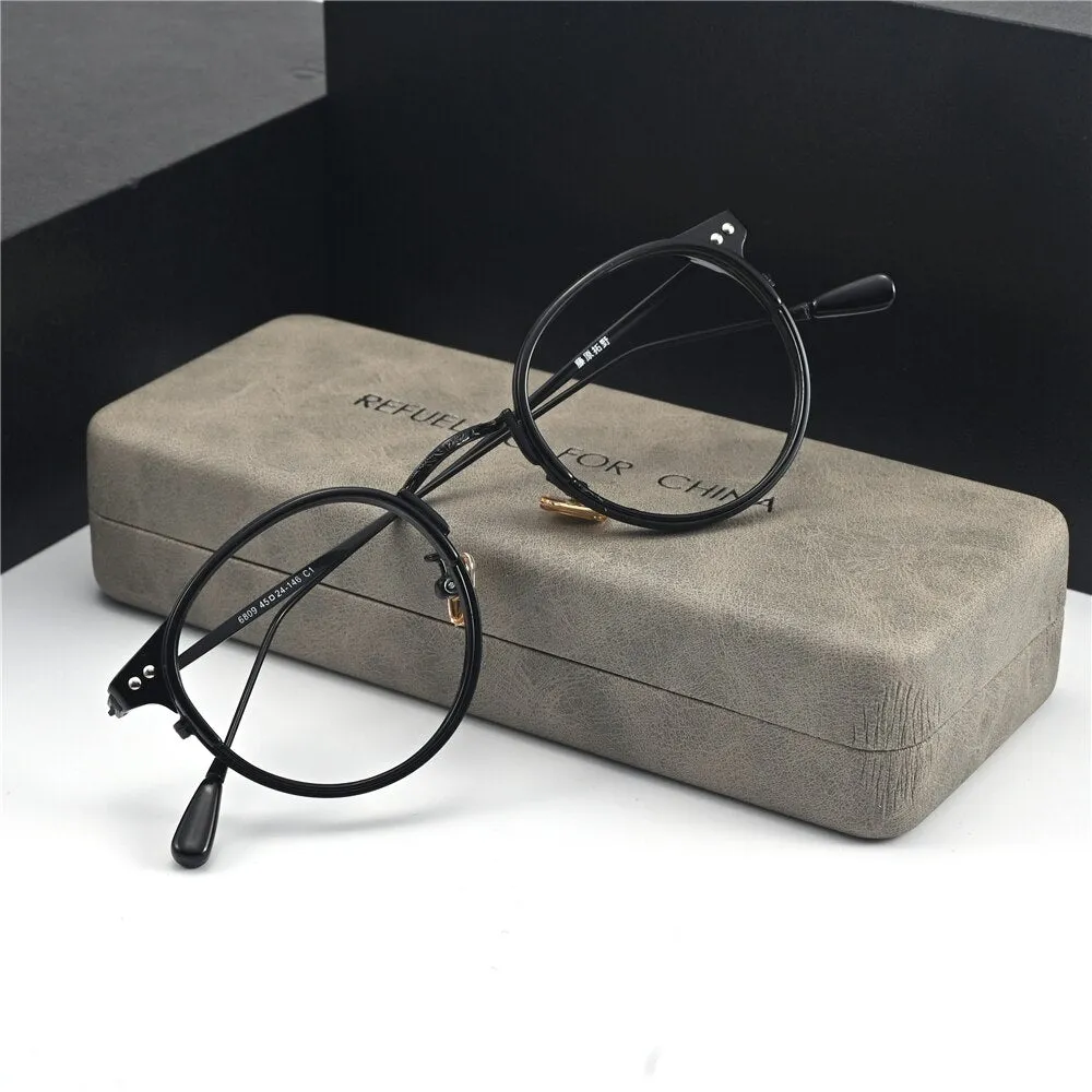 Cubojue Unisex Full Rim Oval Acetate Titanium Myopic Reading Glasses 22480m