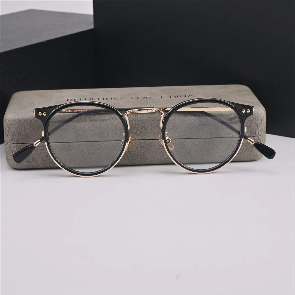 Cubojue Unisex Full Rim Oval Acetate Titanium Myopic Reading Glasses 22480m