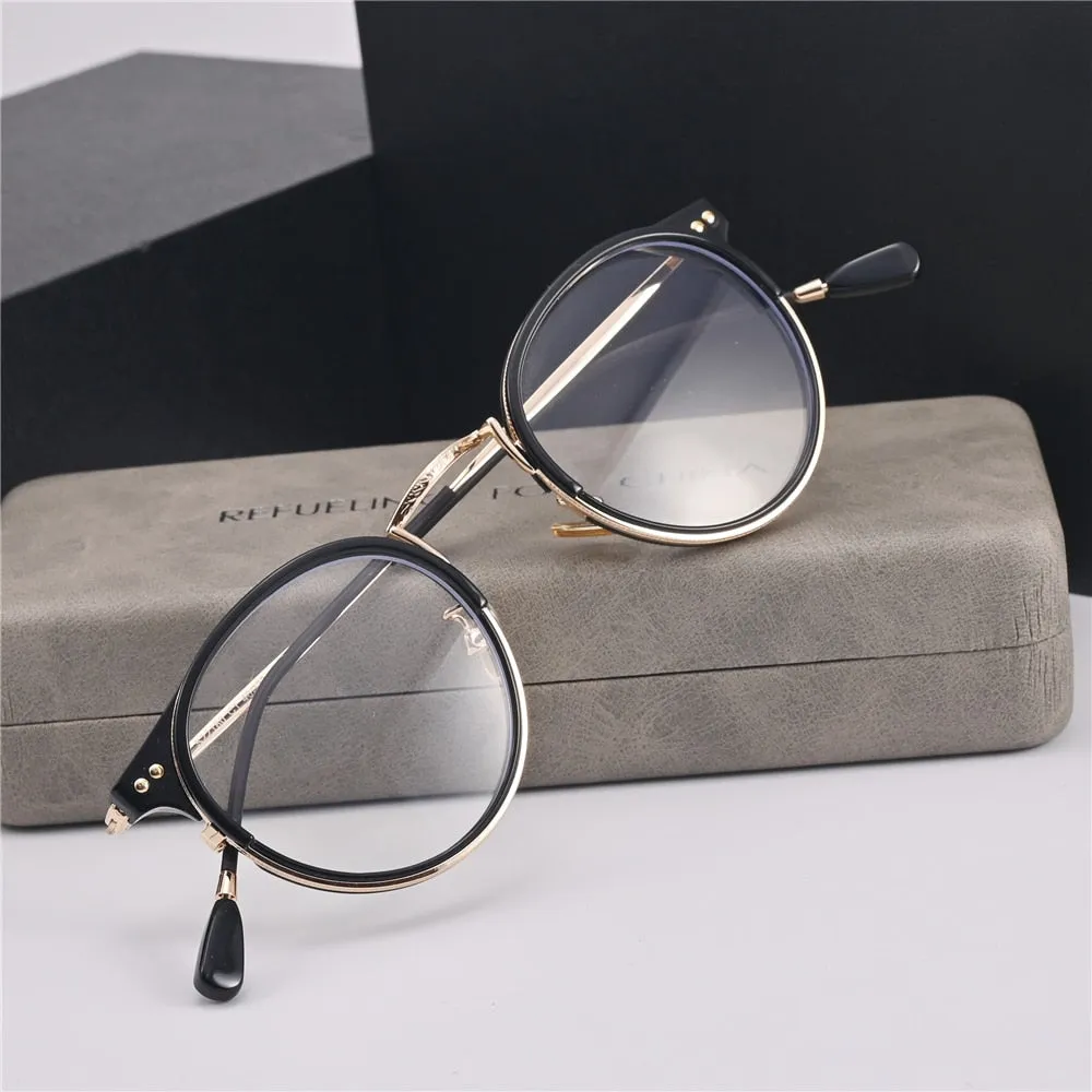 Cubojue Unisex Full Rim Oval Acetate Titanium Myopic Reading Glasses 22480m