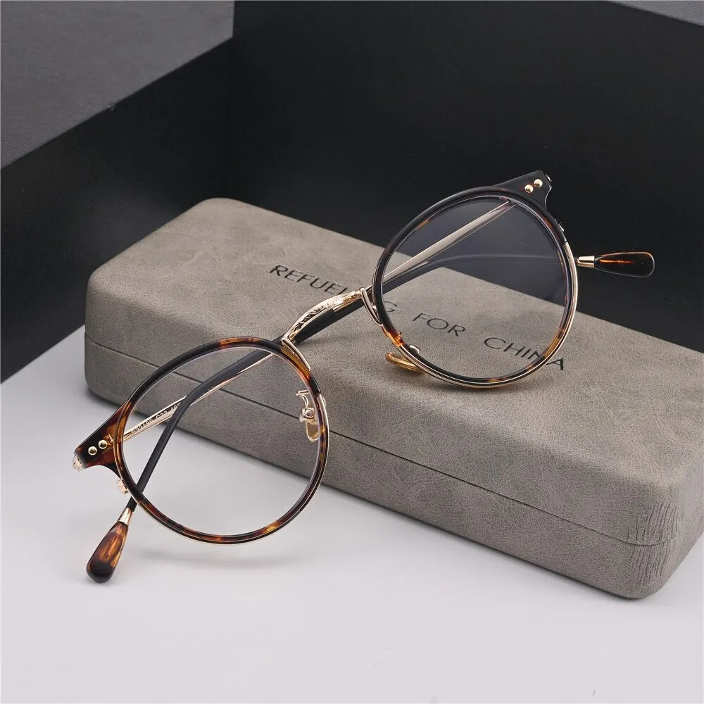 Cubojue Unisex Full Rim Oval Acetate Titanium Myopic Reading Glasses 22480m