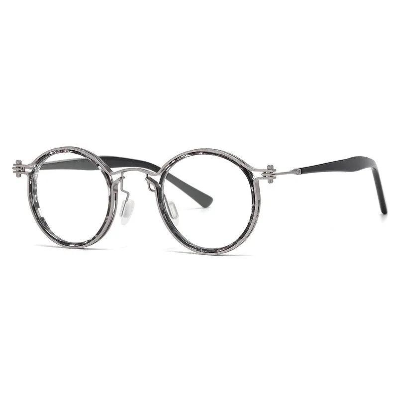 Cubojue Unisex Full Rim Round Acetate Alloy Hyperopic Reading Glasses