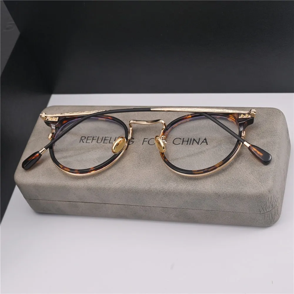 Cubojue Unisex Full Rim Small Round Acetate Alloy Presbyopic Reading Glasses 6809p