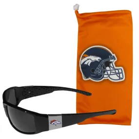 Denver Broncos Chrome Wrap Sunglasses and Bag