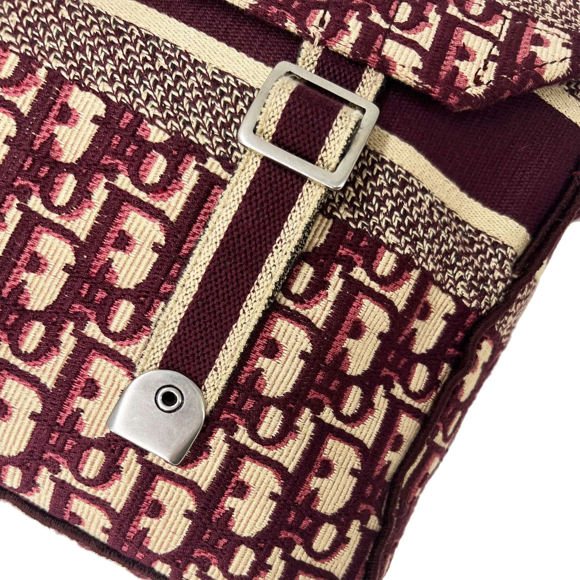 Dior camp messenger bag burgundy oblique embroidery