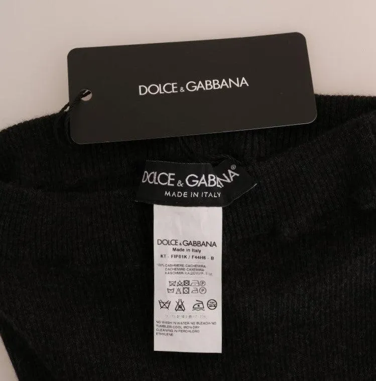 Dolce & Gabbana Gray Cashmere Ribbed Stretch Tights