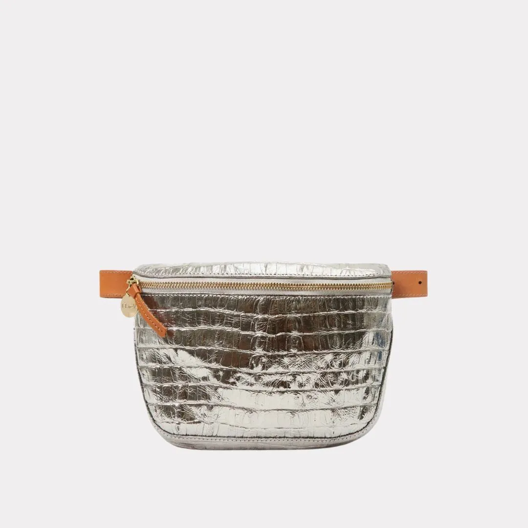 Fanny Pack (Metallic Croco Silver)