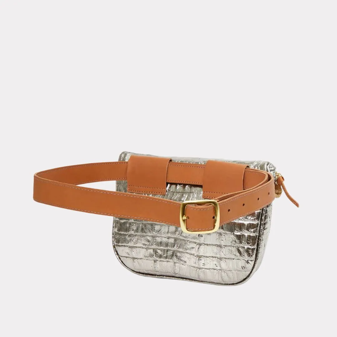 Fanny Pack (Metallic Croco Silver)