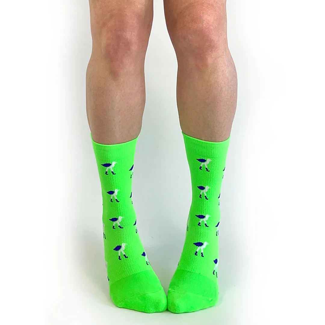 Flock-on-Sock Lime CREW