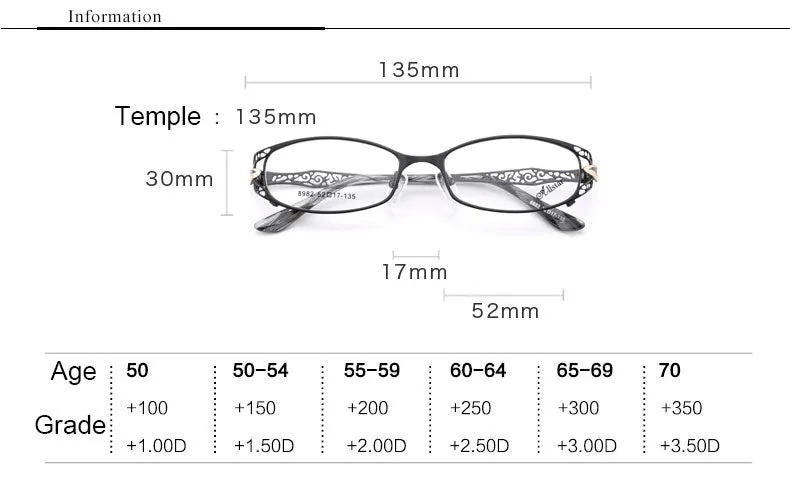 Hotochki Women's Full Rim Rectangle Alloy Reading Glasses 9003