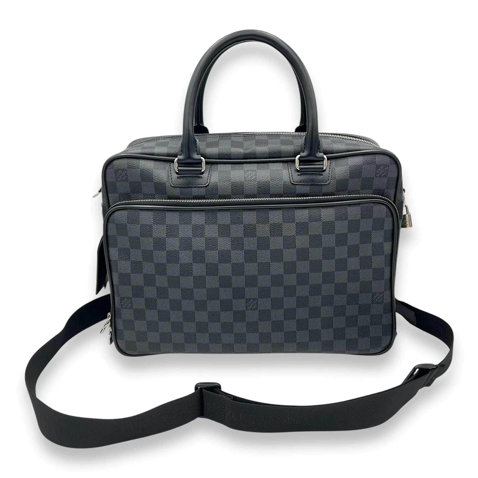 ICare Black Messenger in Damier Graphite, Silver hardware