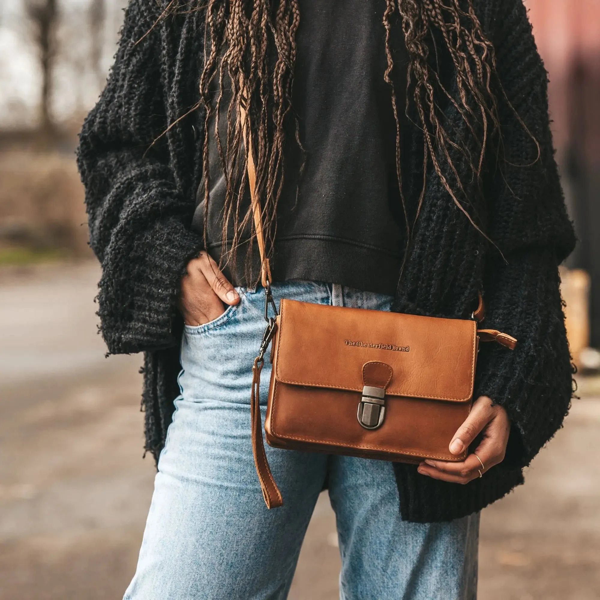 Leather Shoulder Bag Cognac Lucca