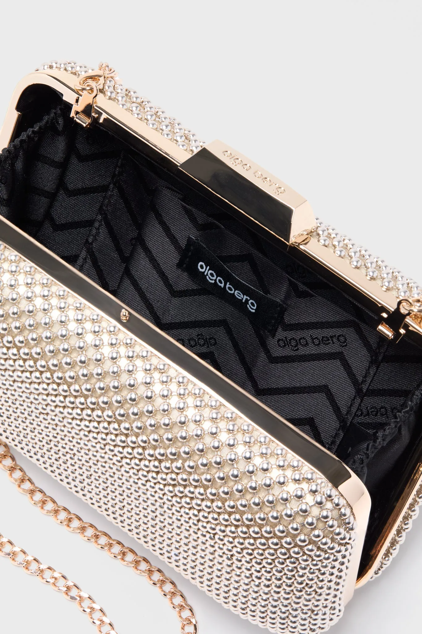 Light Gold Natasha Ball Mesh Clutch