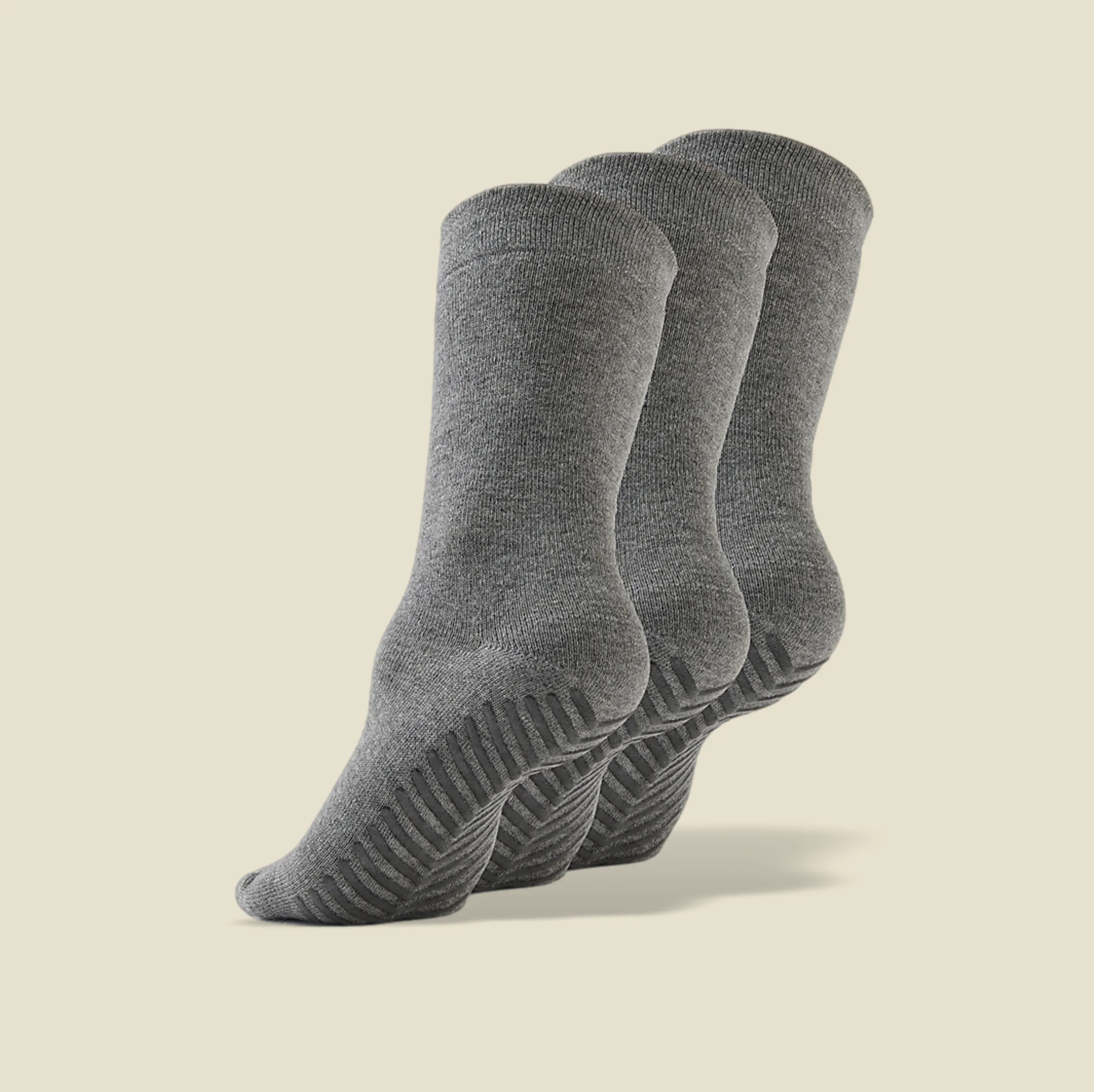 Light Grey Women's Original Crew Non-Slip Socks - 3 pairs