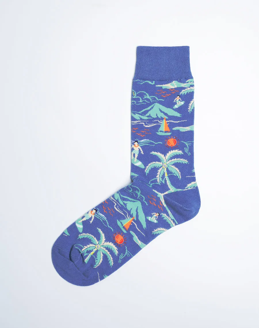 Men's Beach Day Tropical Crew Socks