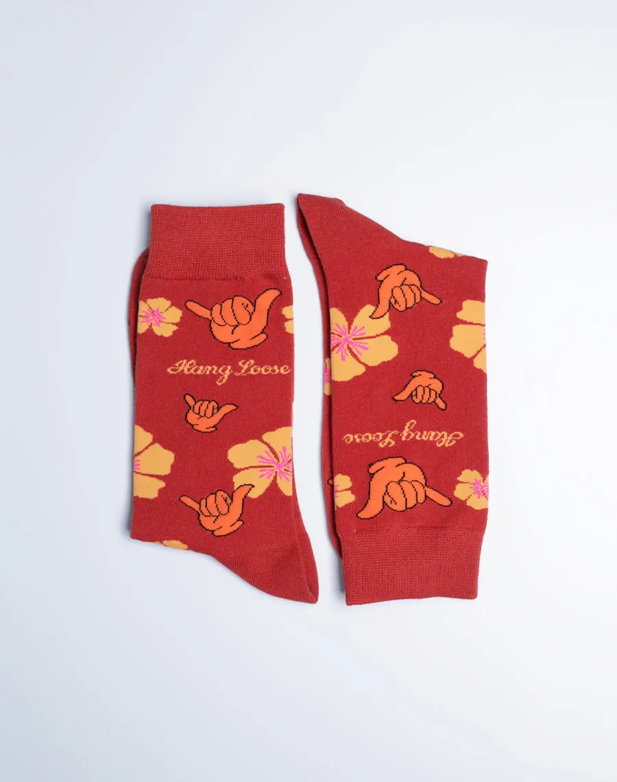 Men's Shaka Floral Hang Loose Crew Socks