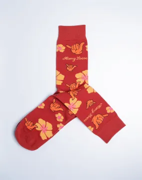 Men's Shaka Floral Hang Loose Crew Socks