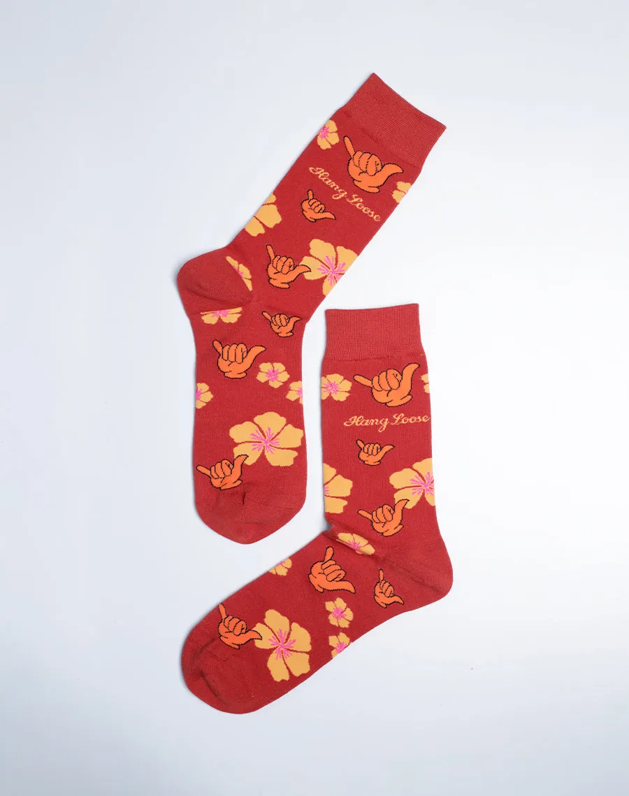 Men's Shaka Floral Hang Loose Crew Socks