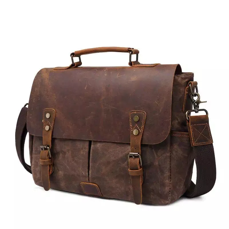 Men's Waxed Canvas Messenger Bag