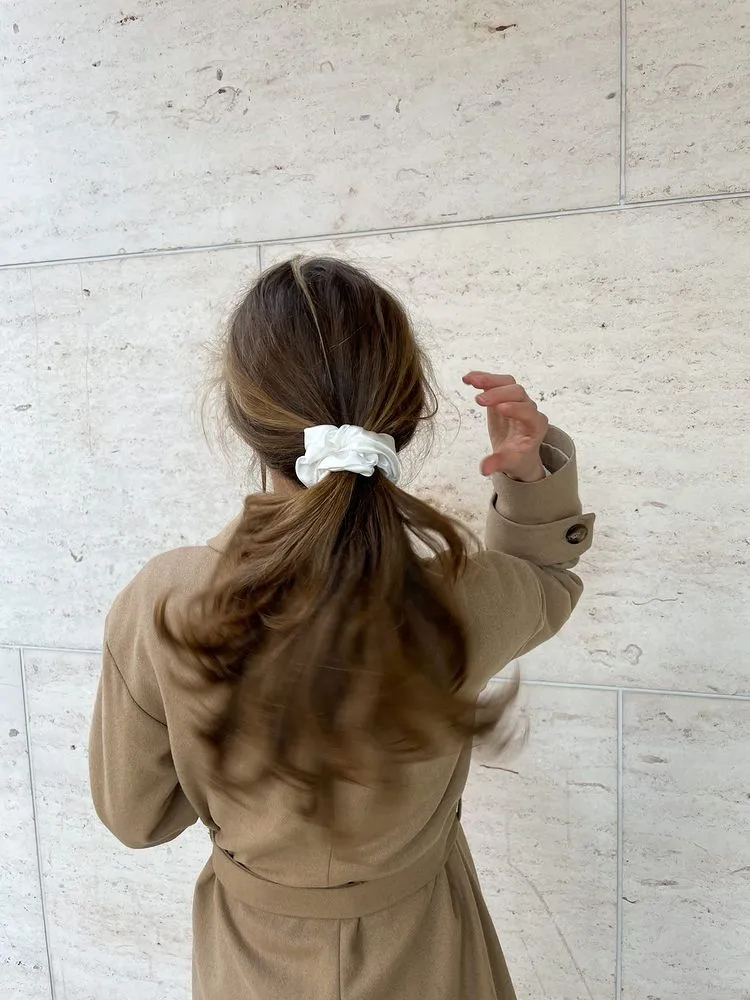 Natural silk scrunchie White Pearl - sample sale