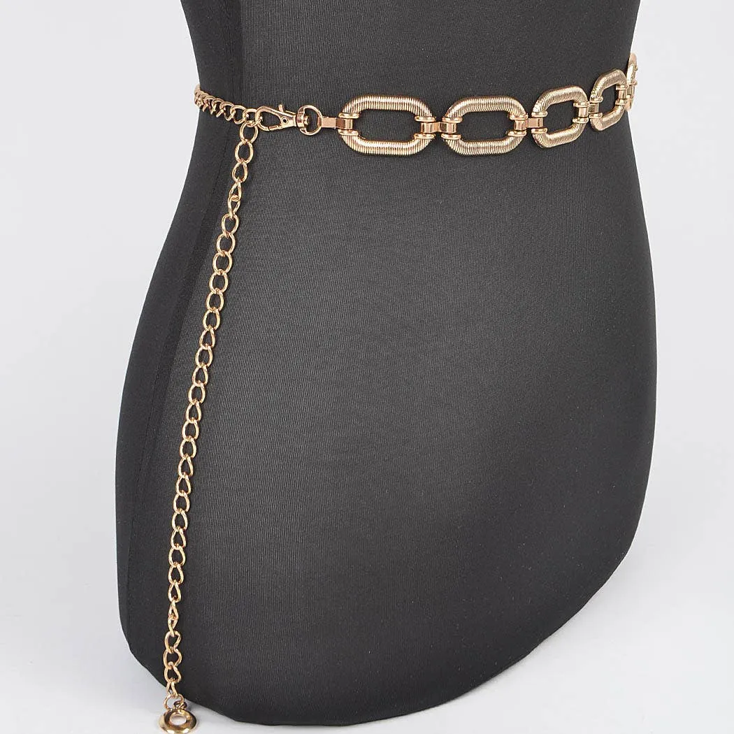 Oval Metal Gold Belt - Plus Size