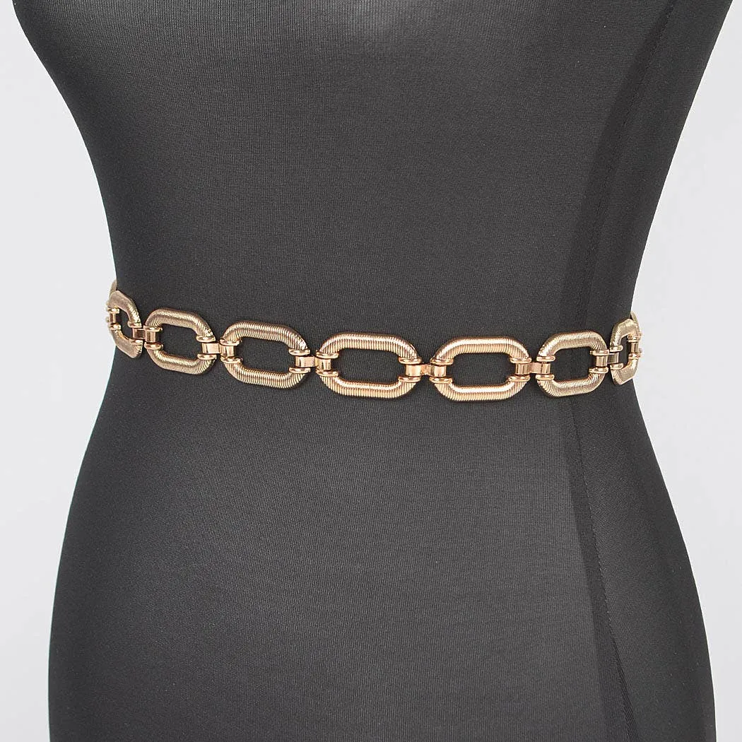 Oval Metal Gold Belt - Plus Size