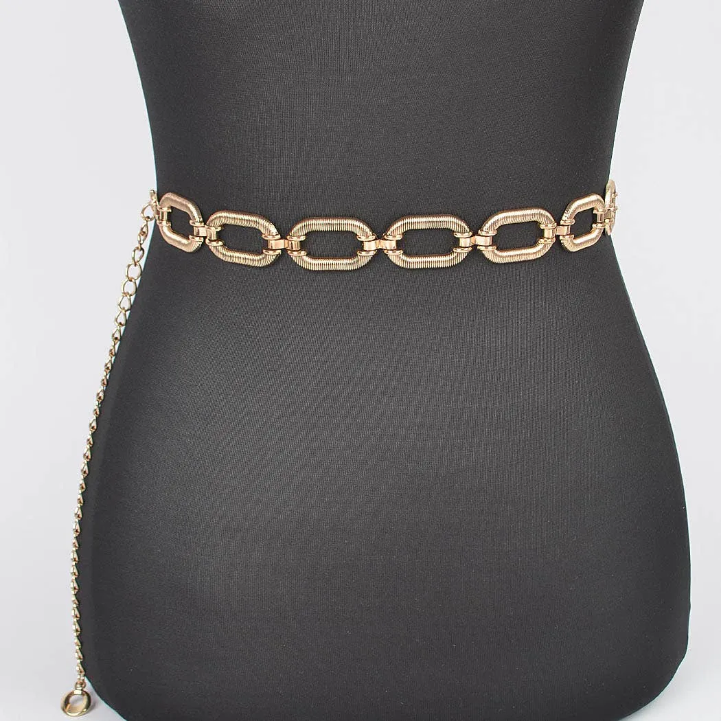 Oval Metal Gold Belt - Plus Size