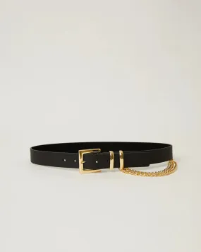 Phoenix Leather Belt in Black Gold