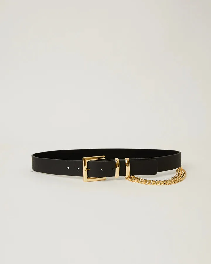 Phoenix Leather Belt in Black Gold