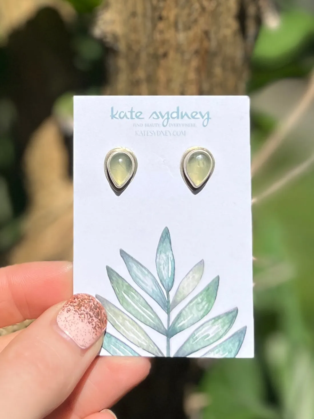 Prehnite Teardrop Studs