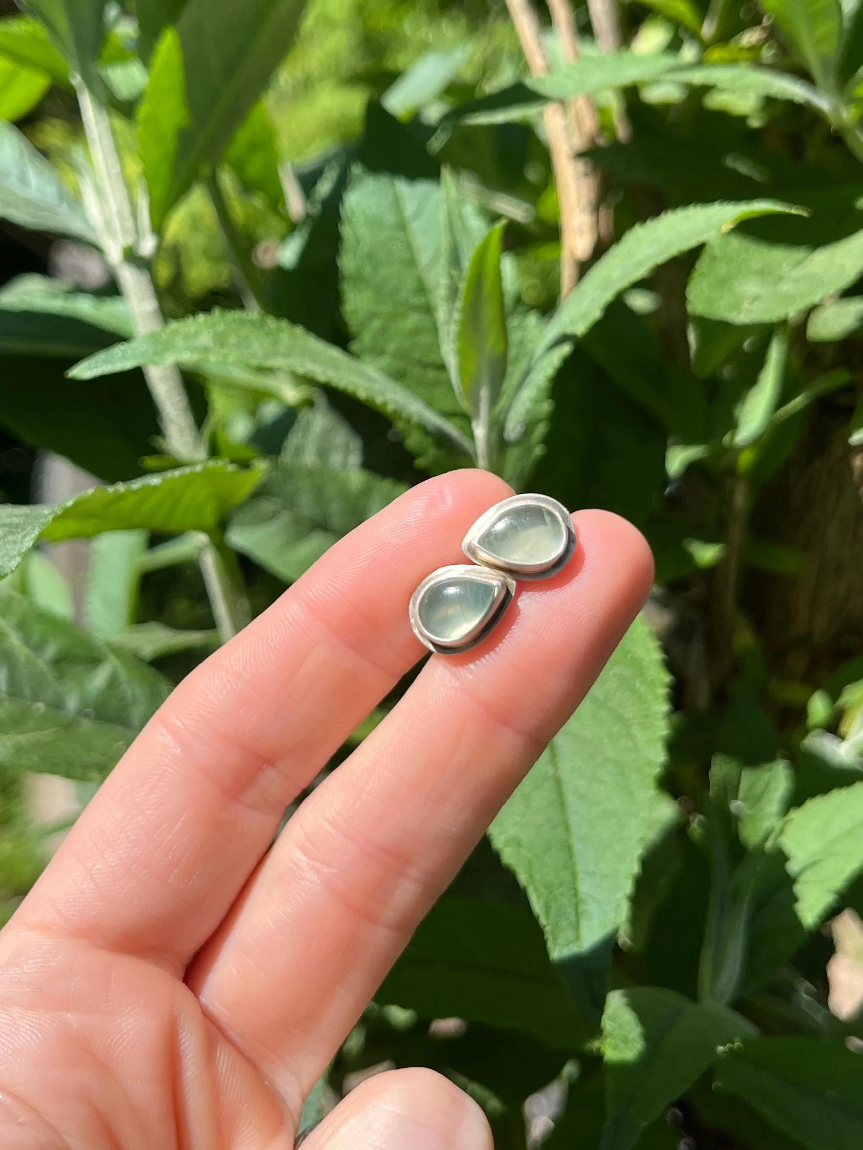 Prehnite Teardrop Studs