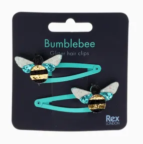 Rex London Children's- Bumblebee Glitter Hair Clips (Set of 2)